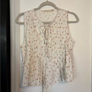 Liberty Love Cream Floral Sleeveless Blouse